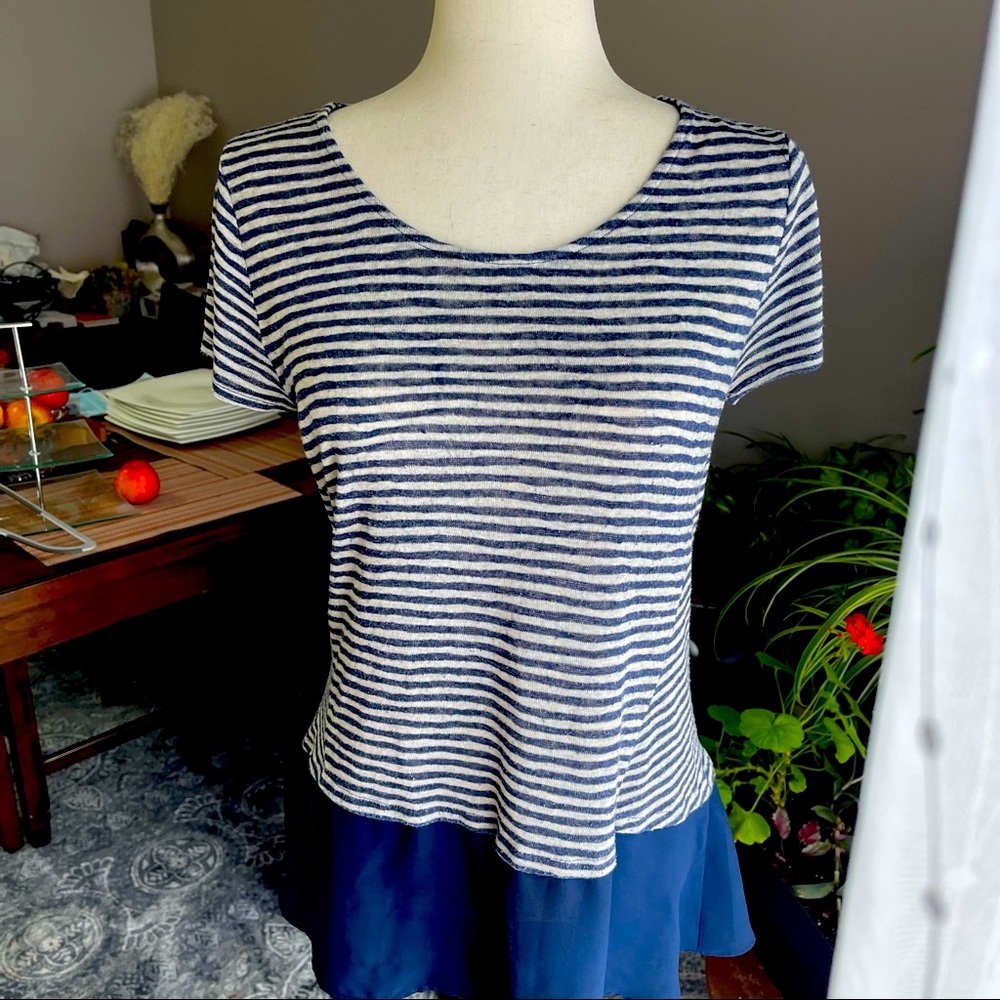 Dark blue, and white shirt no tag Size M